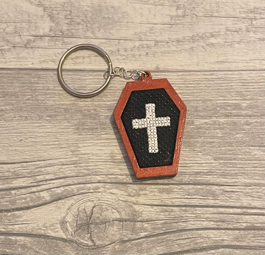 Cross coffin keychain