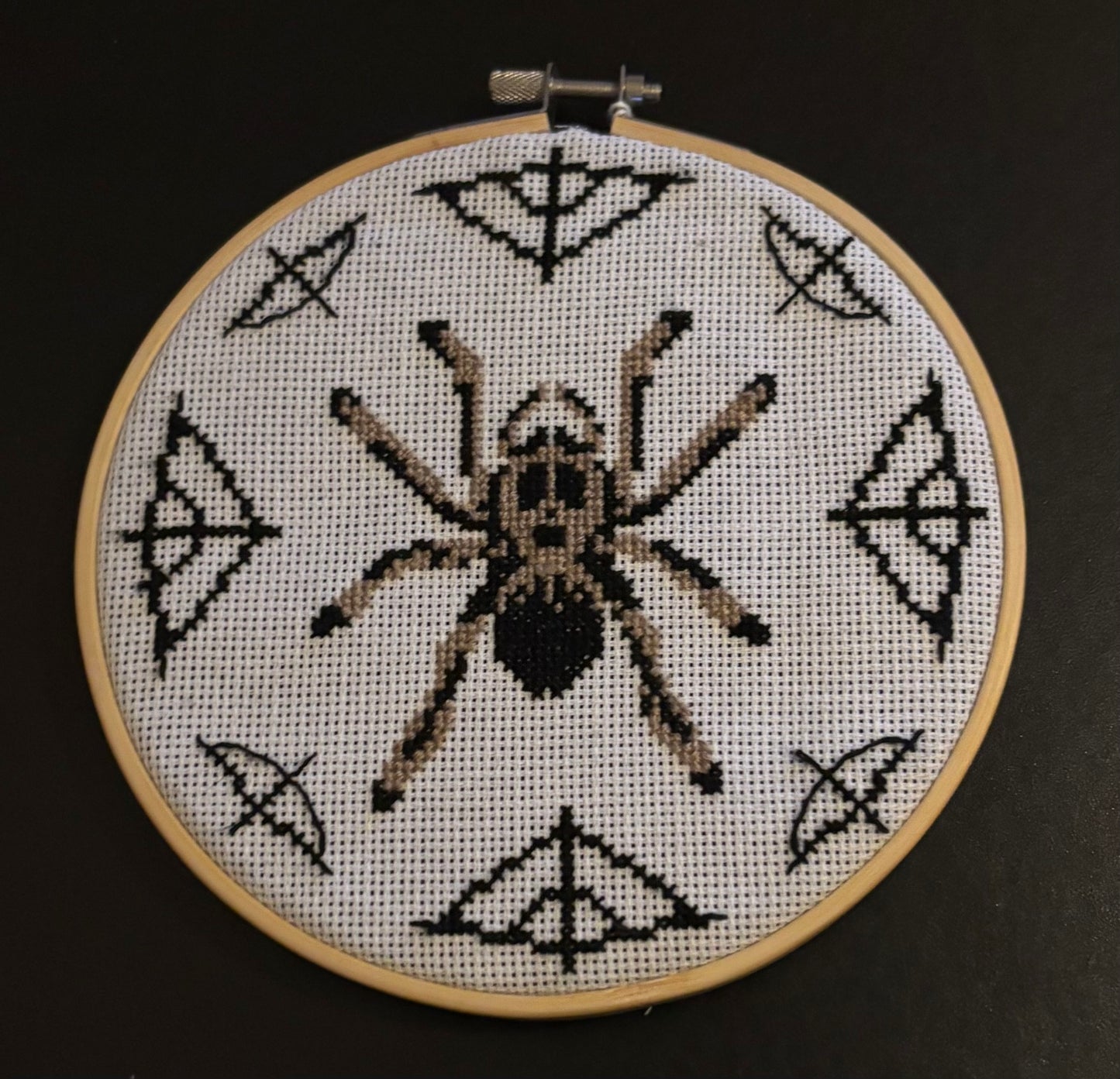 Spider cross stitch wall decor
