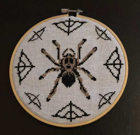 Spider cross stitch wall decor