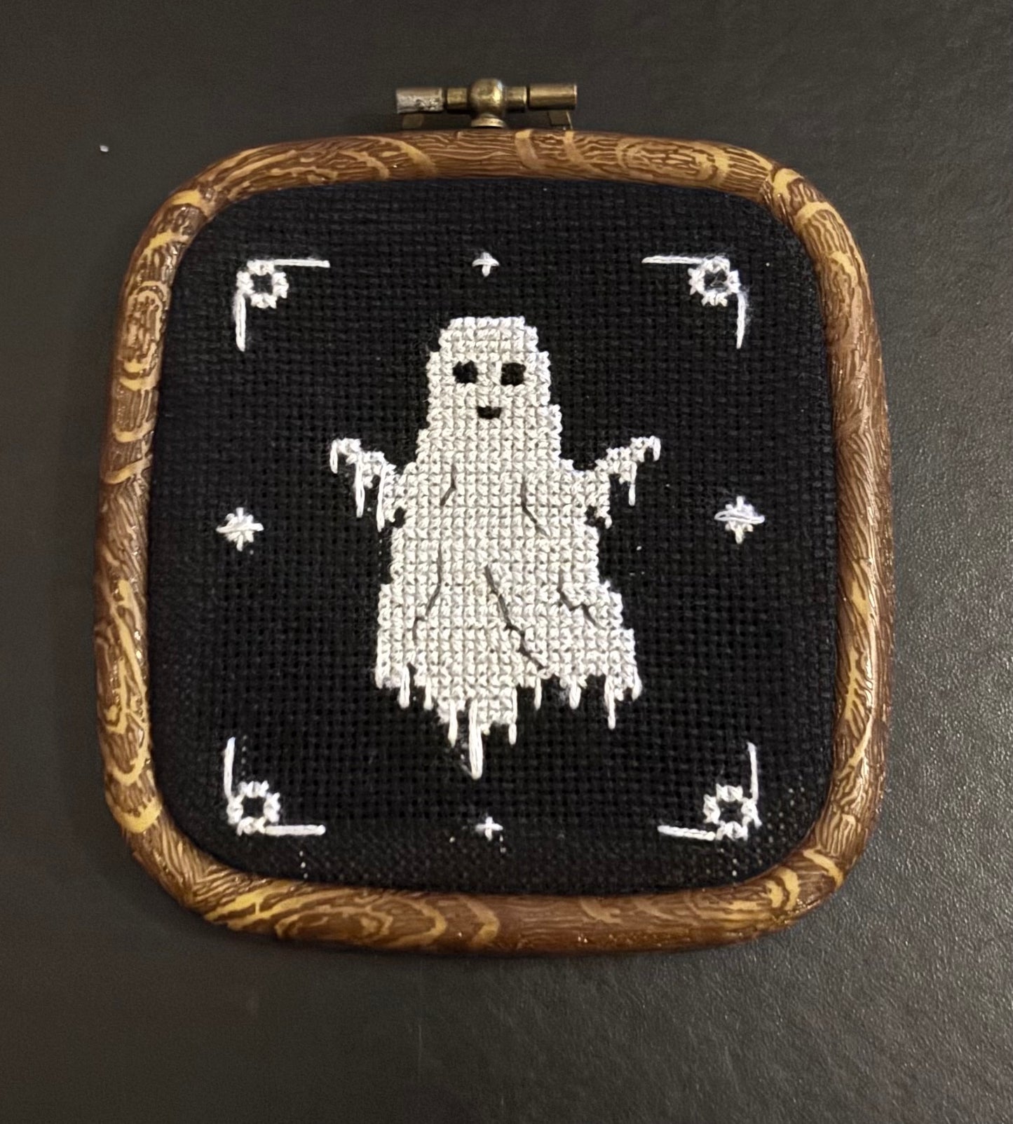 Ghost cross stitch wall decor