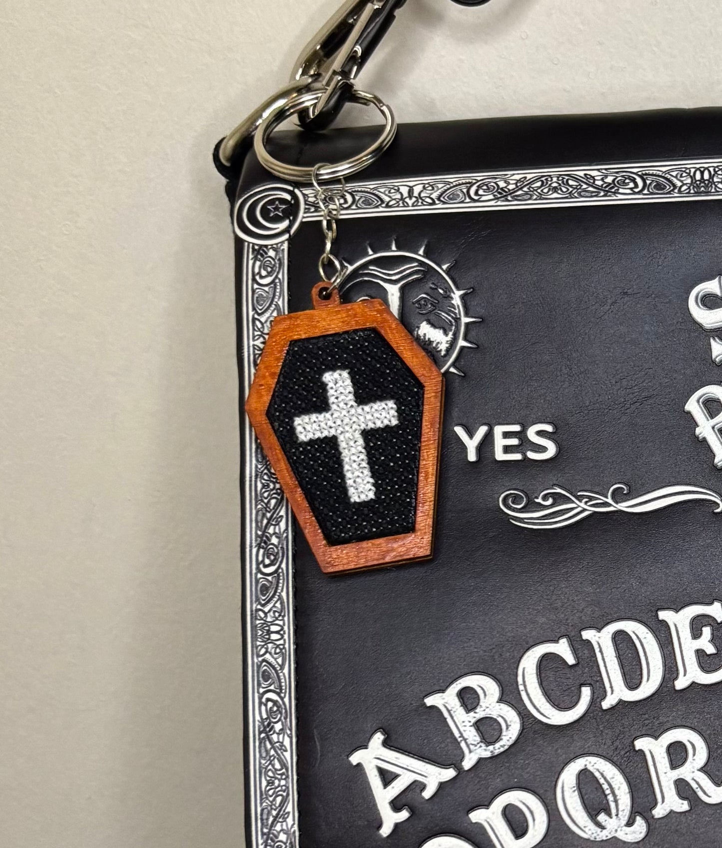 Cross coffin keychain