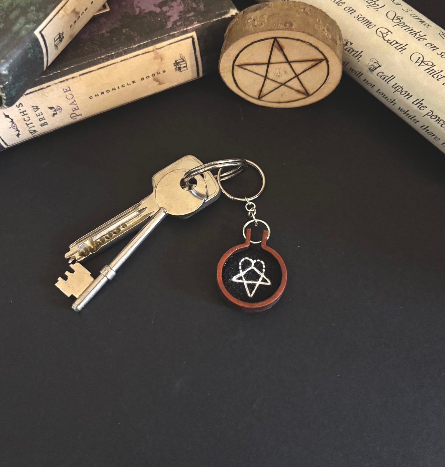 Mini heartagram embroidery keychain