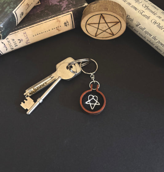 Mini heartagram embroidery keychain
