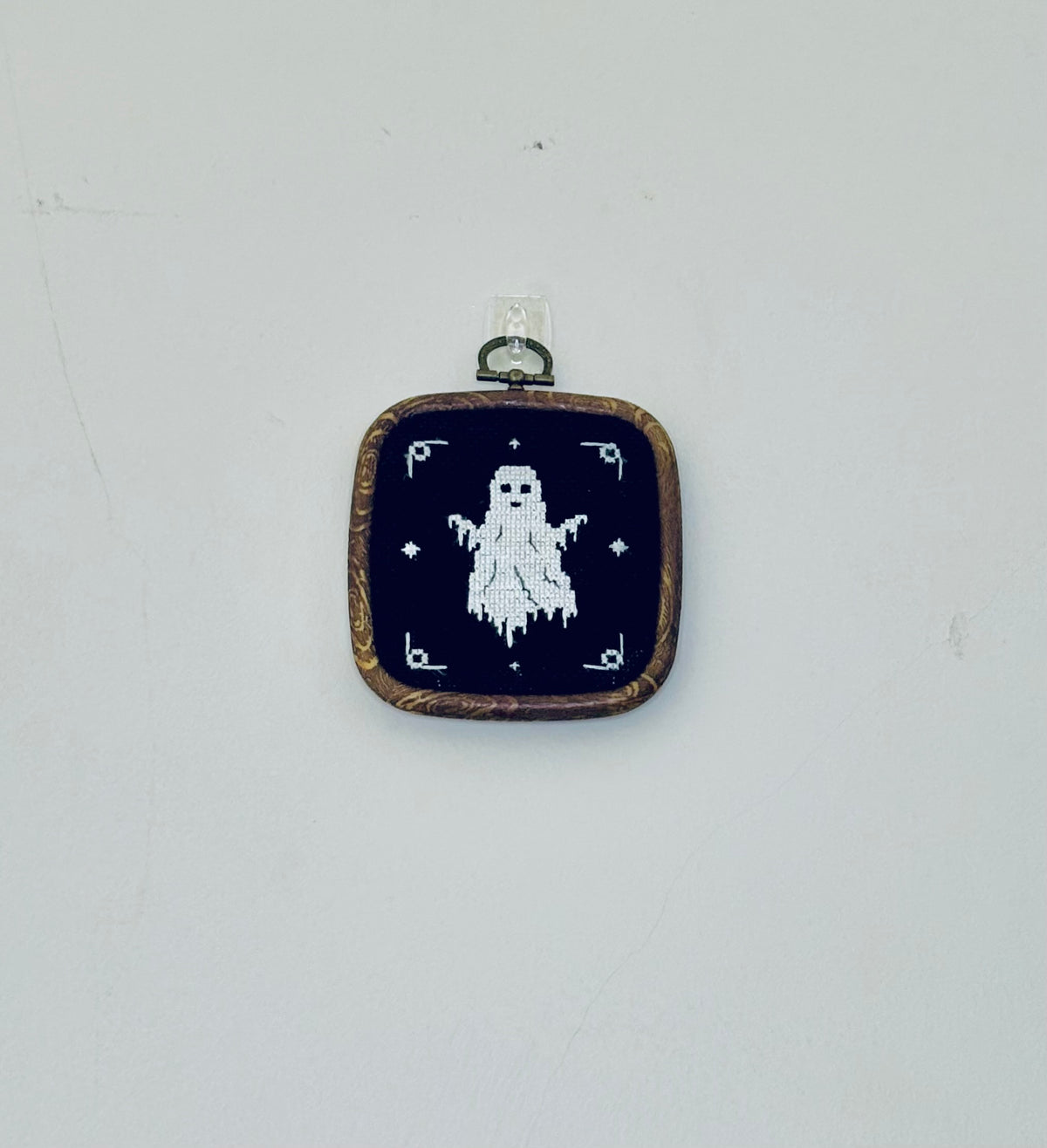 Ghost cross stitch wall decor