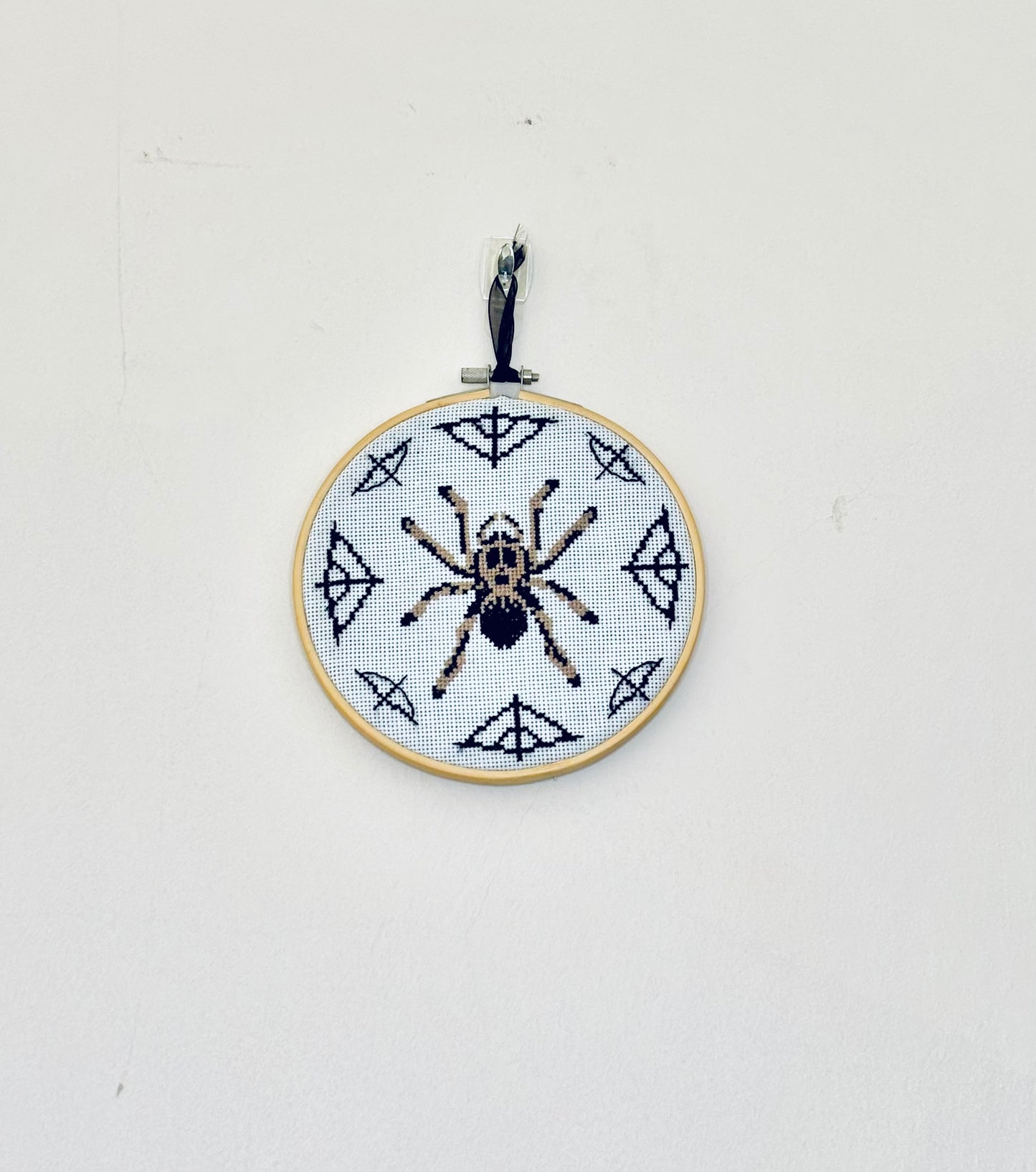Spider cross stitch wall decor