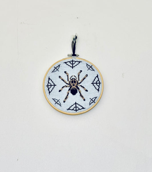 Spider cross stitch wall decor