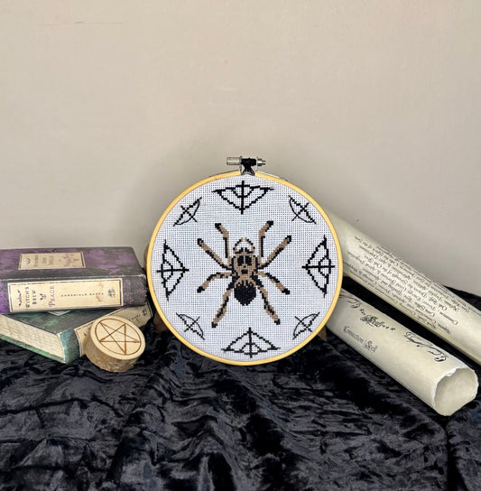 Spider cross stitch wall decor