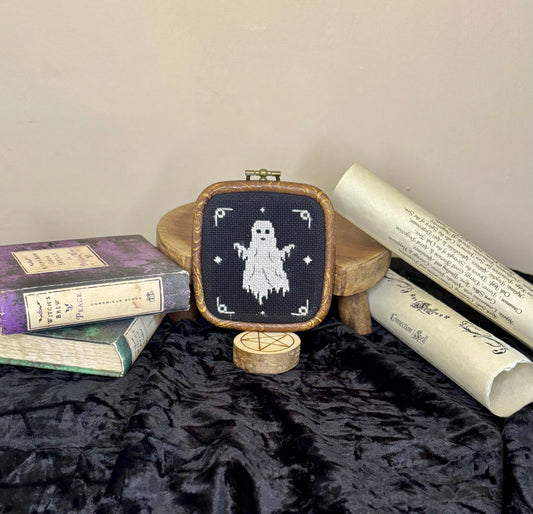 Ghost cross stitch wall decor